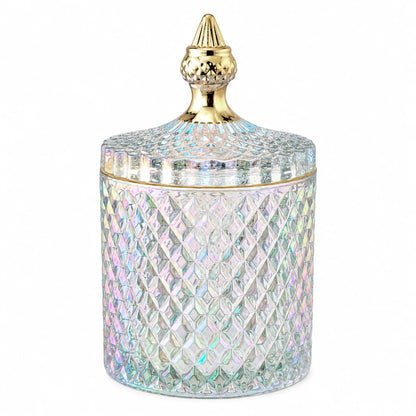 600ml - París Vaso de lujo de vidrio para velas - Frasco Tornasol Brillante con Oro - Candle Craft