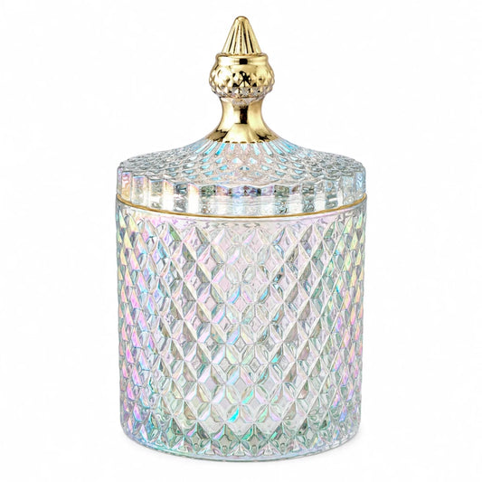 600ml - París Vaso de lujo de vidrio para velas - Frasco Tornasol Brillante con Oro - Candle Craft