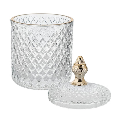 600ml - París Vaso de lujo de vidrio para velas - Frasco Transparente con Oro - Candle Craft