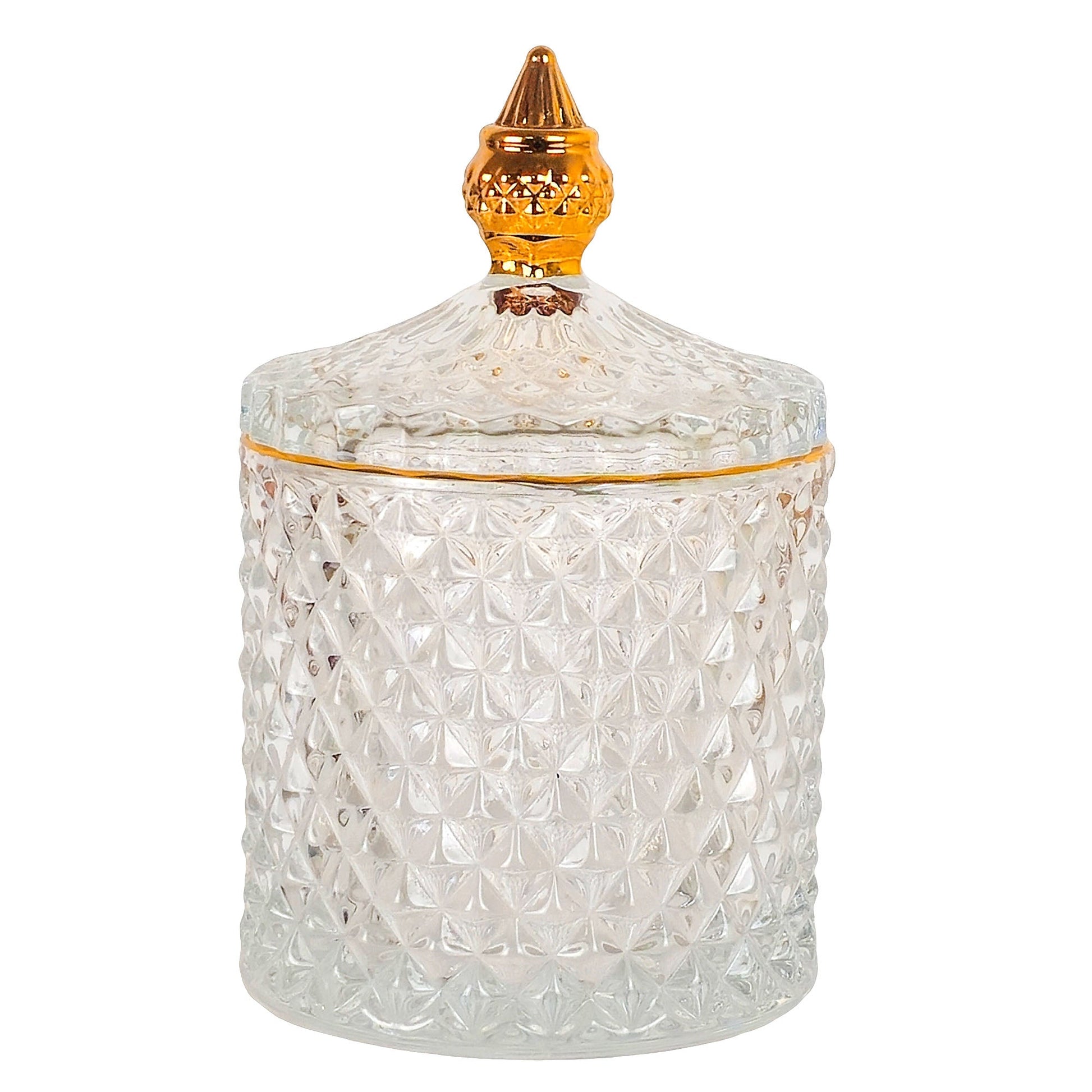 600ml - París Vaso de lujo de vidrio para velas - Transparente con Oro - Candle Craft