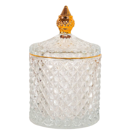 600ml - París Vaso de lujo de vidrio para velas - Transparente con Oro - Candle Craft