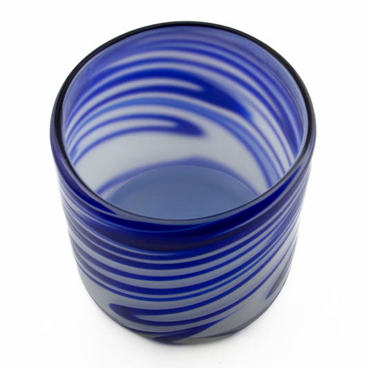 500ml - Florencia Vaso de vidrio soplado artesanal - 2 Colores Azul / Blanco - Hecho a mano