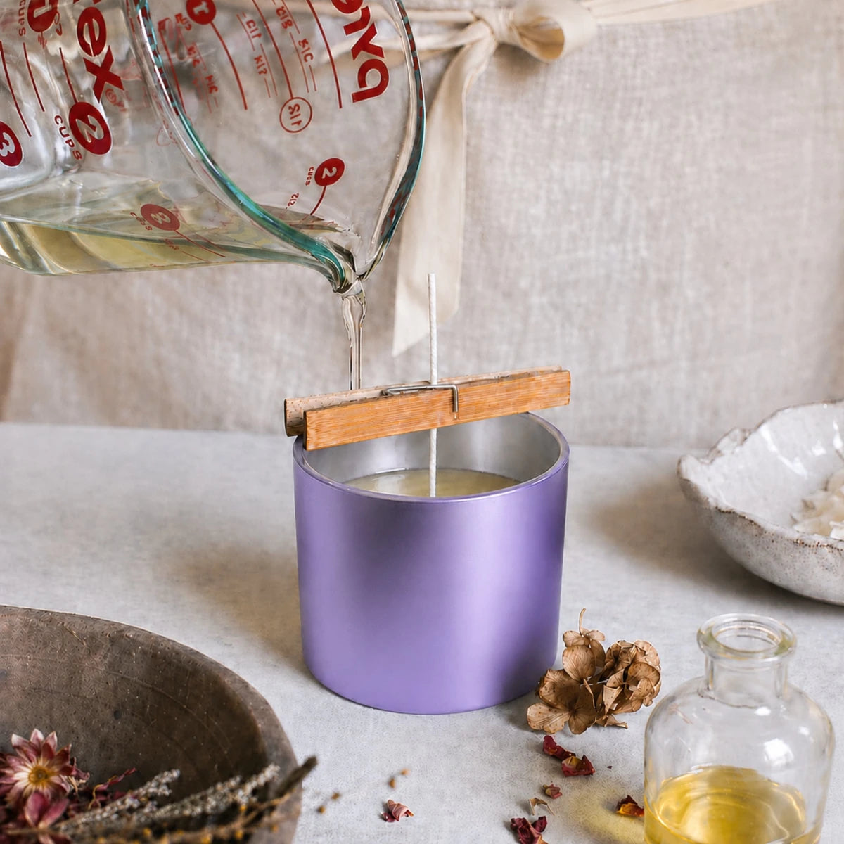 620ml - Mónaco Vaso de vidrio para velas - Inspirado en Bath Body Works® / White Barn® - Frasco Morado Claro Mate / Metállico - Candle Craft