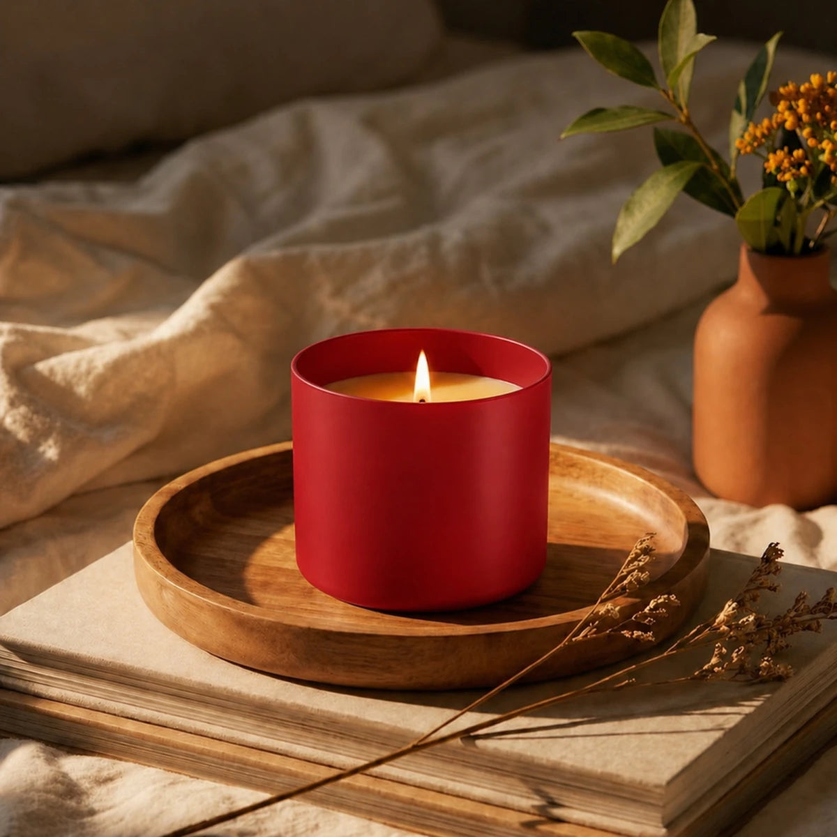 620ml - Mónaco Vaso de vidrio para velas - Inspirado en Bath Body Works® / White Barn® - Frasco Rojo Vino Tinto Mate - Candle Craft