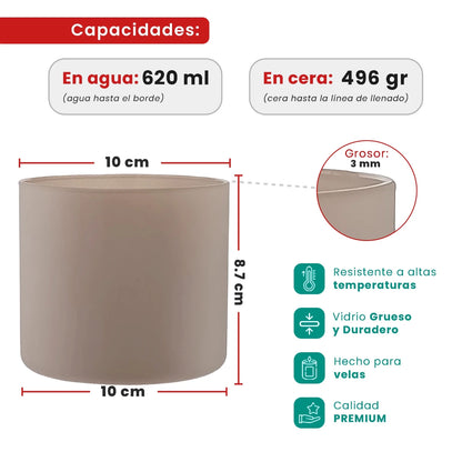 620ml - Mónaco Vaso de vidrio para velas - Inspirado en Bath Body Works® / White Barn® - Gris / Café Mate - Candle Craft