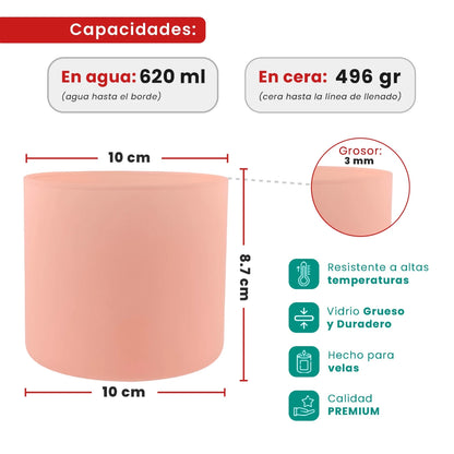 620ml - Mónaco Vaso de vidrio para velas - Inspirado en Bath Body Works® / White Barn® - Rosa Pastel Blush - Candle Craft