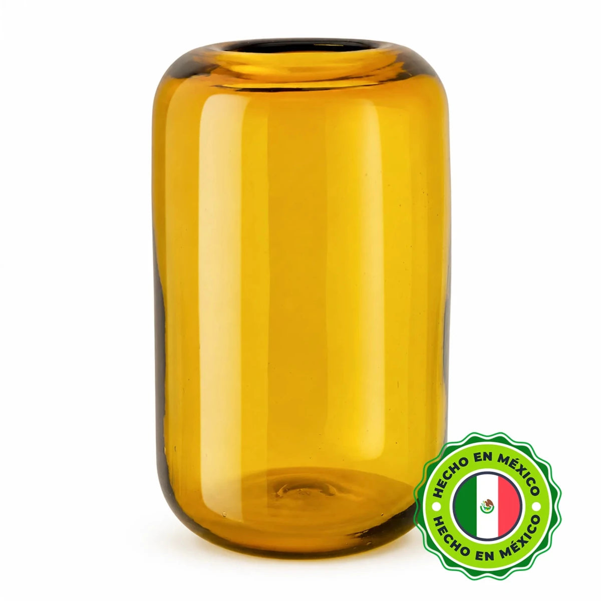 650ml - Florencia Vaso / Cilindro de vidrio soplado artesanal - Frasco Ámbar Claro Transparente - Hecho a mano - Candle Craft