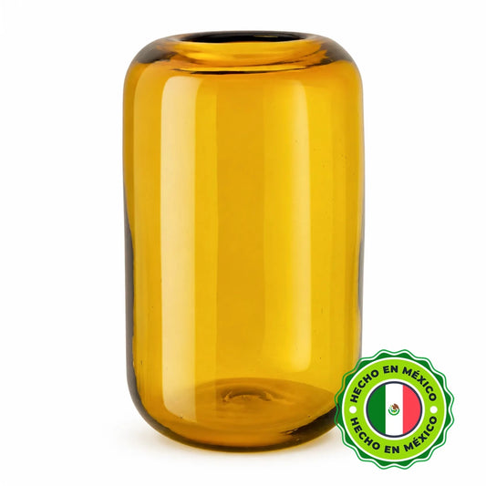 650ml - Florencia Vaso / Cilindro de vidrio soplado artesanal - Frasco Ámbar Claro Transparente - Hecho a mano - Candle Craft