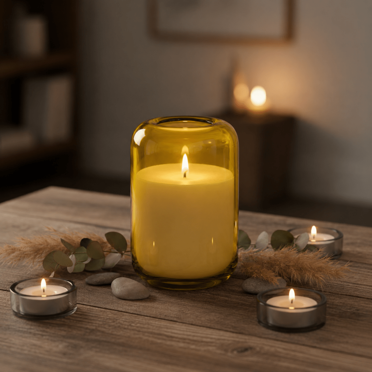 650ml - Florencia Vaso / Cilindro de vidrio soplado artesanal - Frasco Ámbar Claro Transparente - Hecho a mano - Candle Craft