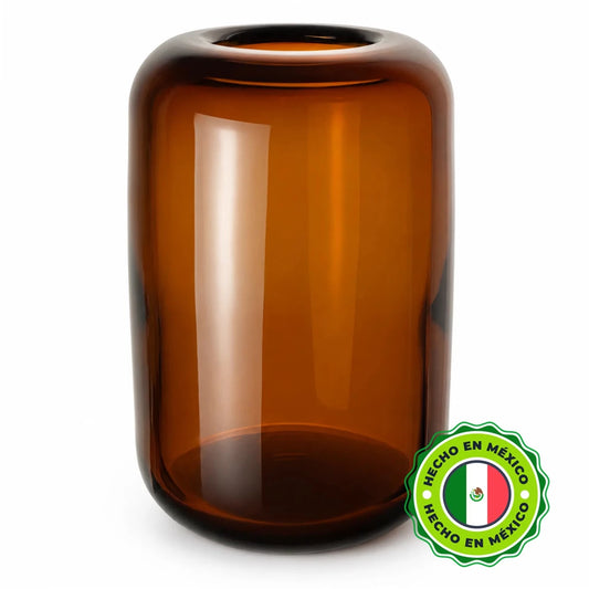 650ml - Florencia Vaso / Cilindro de vidrio soplado artesanal - Frasco Ámbar Transparente - Hecho a mano - Candle Craft