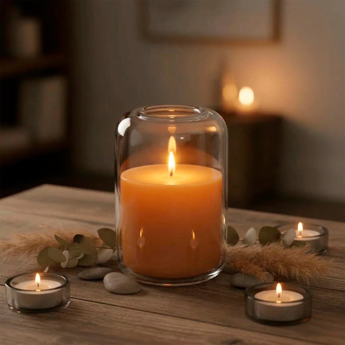 650ml - Florencia Vaso / Cilindro de vidrio soplado artesanal - Frasco Transparente Cristal - Hecho a mano - Candle Craft