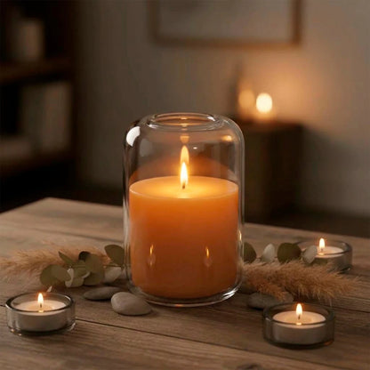 650ml - Florencia Vaso / Cilindro de vidrio soplado artesanal - Frasco Transparente Cristal - Hecho a mano - Candle Craft