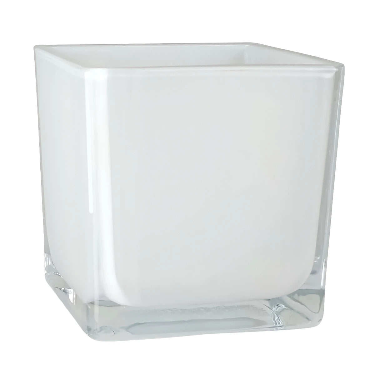 680ml - Glasgow Vaso Cuadrado de Vidrio para Velas Cubo - Frasco Blanco Brillante - Candle Craft