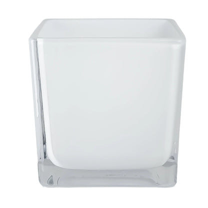680ml - Glasgow Vaso Cuadrado de Vidrio para Velas Cubo - Frasco Blanco Brillante - Candle Craft