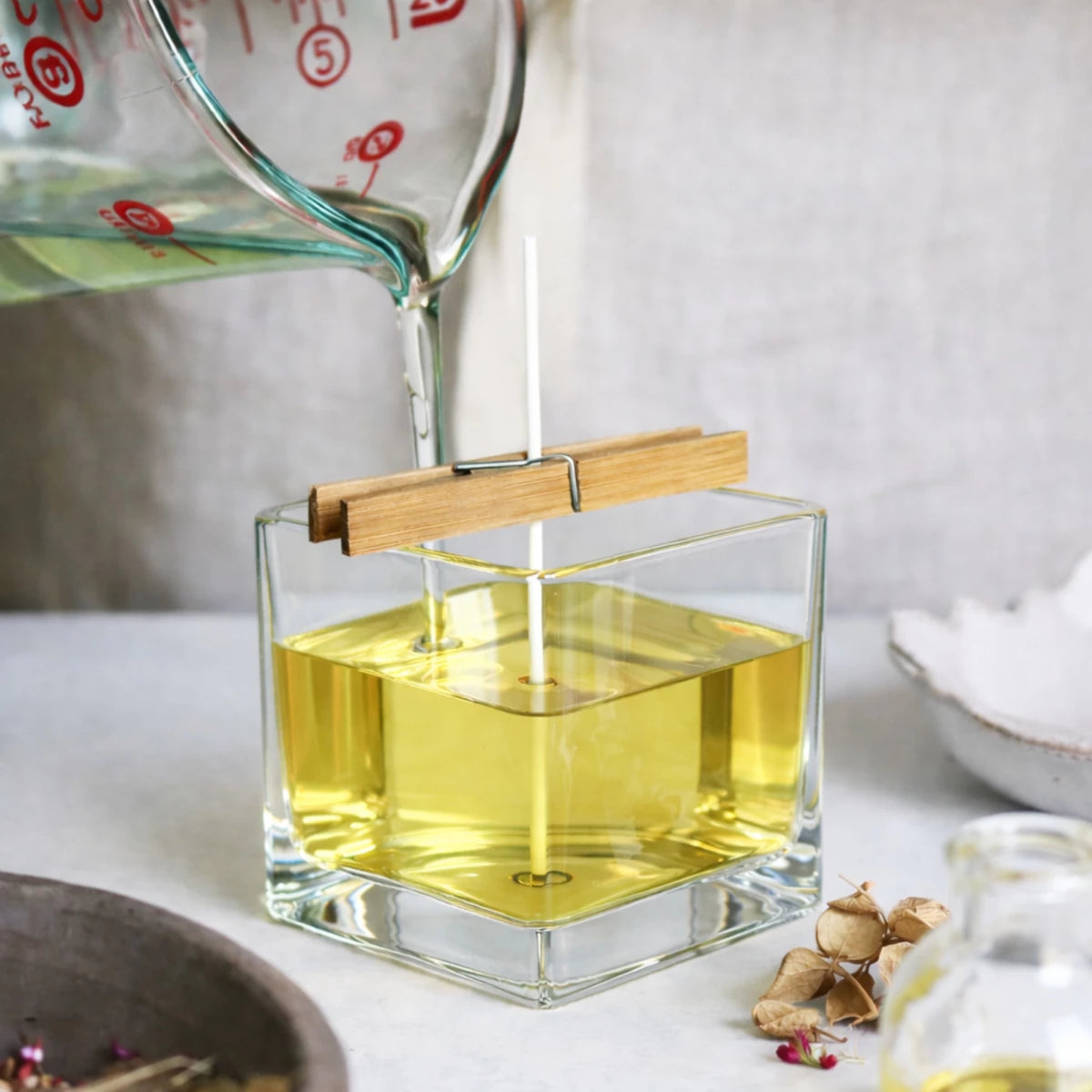 680ml - Glasgow Vaso cuadrado de vidrio para velas cubo - Frasco Cristal Transparente - Candle Craft