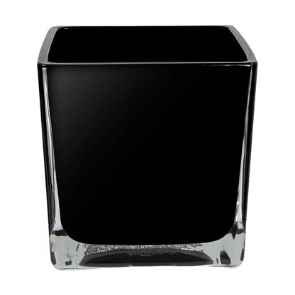 680ml - Glasgow Vaso Cuadrado de Vidrio para Velas Cubo - Frasco Negro Brillante - Candle Craft