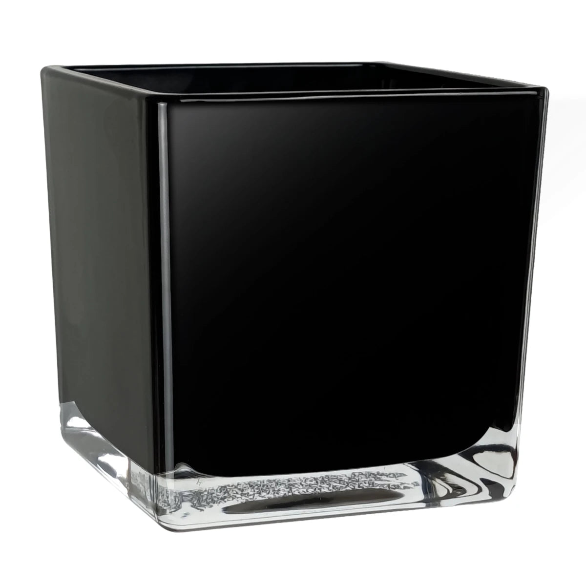 680ml - Glasgow Vaso Cuadrado de Vidrio para Velas Cubo - Frasco Negro Brillante - Candle Craft