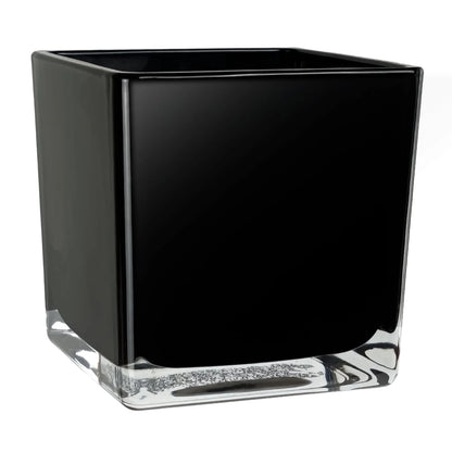 680ml - Glasgow Vaso Cuadrado de Vidrio para Velas Cubo - Frasco Negro Brillante - Candle Craft