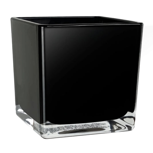 680ml - Glasgow Vaso Cuadrado de Vidrio para Velas Cubo - Frasco Negro Brillante - Candle Craft