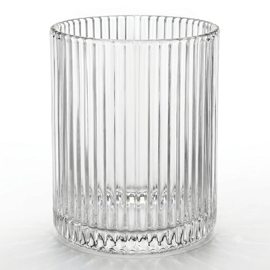 700ml - Mónaco Vaso de Vidrio Acanalado - Vaso Estriado para Velas - Cristal Transparente - Candle Craft
