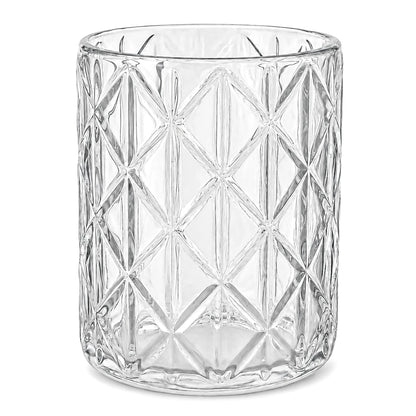 700ml - Mónaco Vaso de Vidrio Diseño Diamante - Vaso con Rombos para Velas - Cristal Transparente - Candle Craft