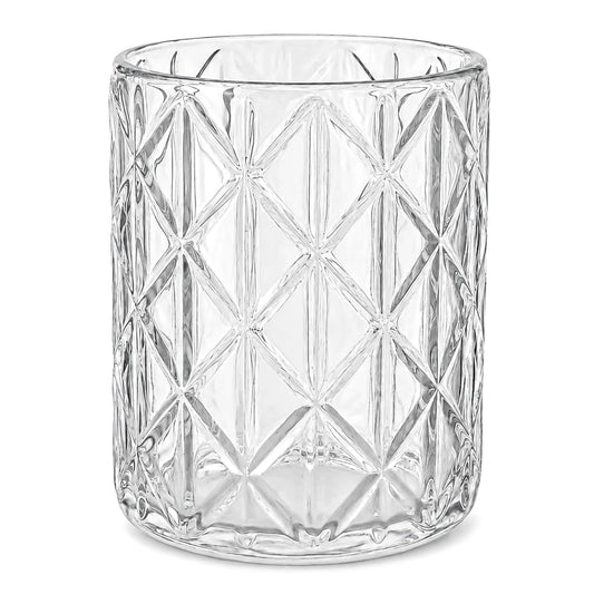 700ml - Mónaco Vaso de Vidrio Diseño Diamante - Vaso con Rombos para Velas - Cristal Transparente - Candle Craft