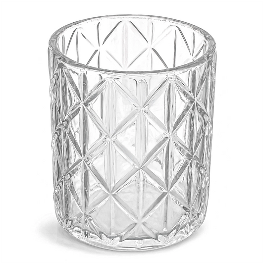 700ml - Mónaco Vaso de Vidrio Diseño Diamante - Vaso con Rombos para Velas - Cristal Transparente - Candle Craft