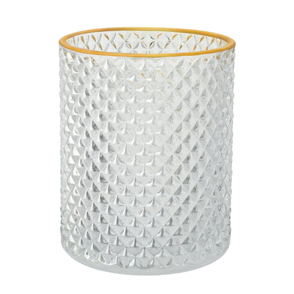 700ml - París Vaso de Vidrio con diseño Diamante - Frasco para Velas - Cristal Transparente con Oro - Candle Craft