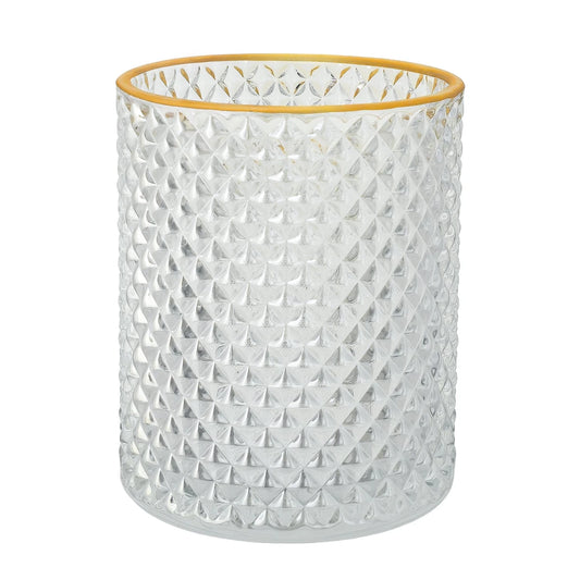 700ml - París Vaso de Vidrio con diseño Diamante - Frasco para Velas - Cristal Transparente con Oro - Candle Craft