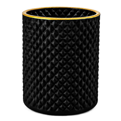 700ml - París Vaso de Vidrio con diseño Diamante - Frasco para Velas - Negro Mate con Oro - Candle Craft