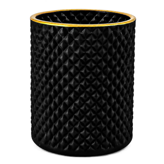700ml - París Vaso de Vidrio con diseño Diamante - Frasco para Velas - Negro Mate con Oro - Candle Craft