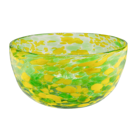 720 ml - Florencia Vaso / Bowl de Vidrio Soplado Artesanal - Verde / Amarillo - Hecho a mano - Candle Craft