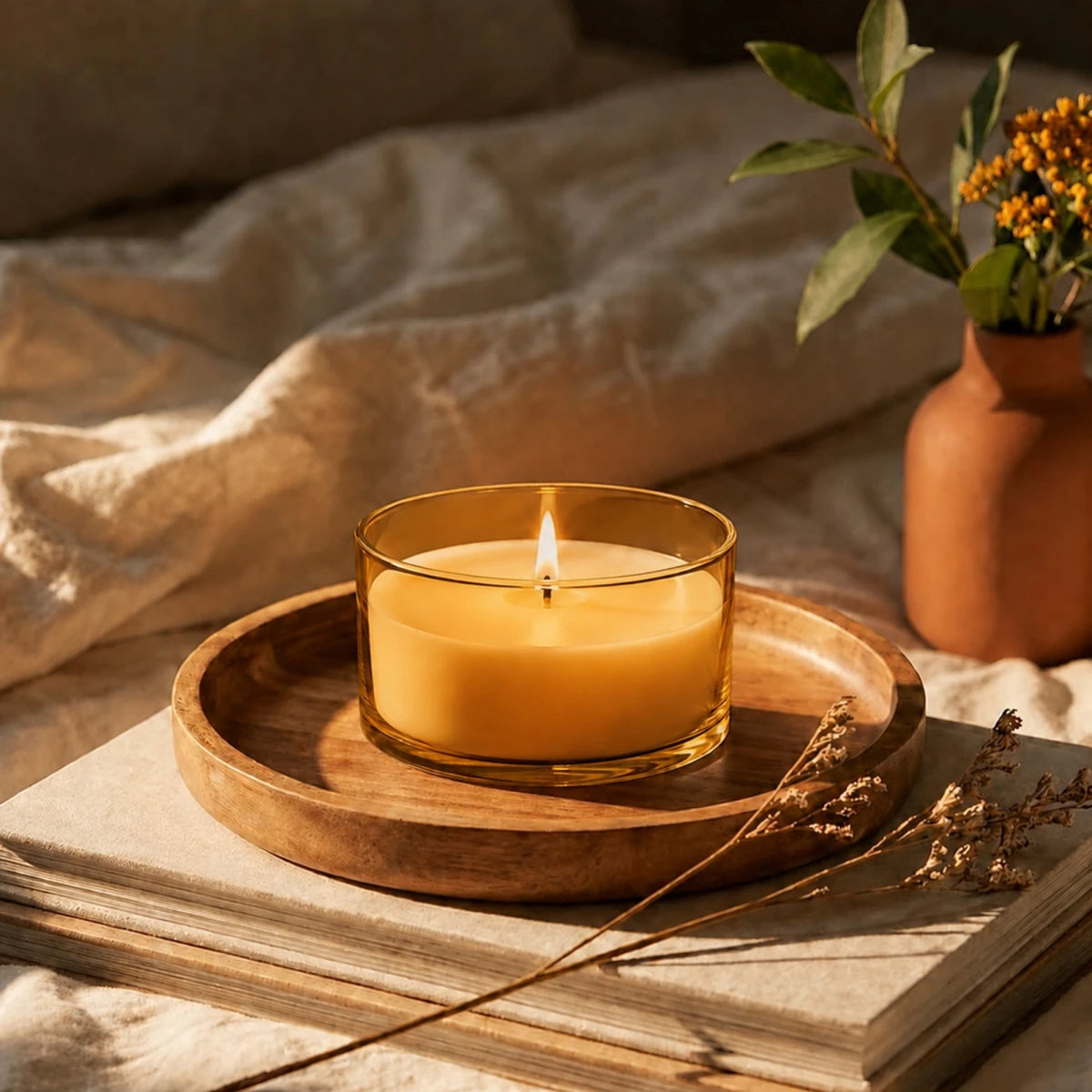 750ml - Mónaco Vaso de vidrio para velas - Frasco Ámbar Transparente - Candle Craft