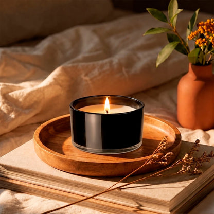 750ml - Mónaco Vaso de vidrio para velas - Frasco Negro Brillante - Candle Craft