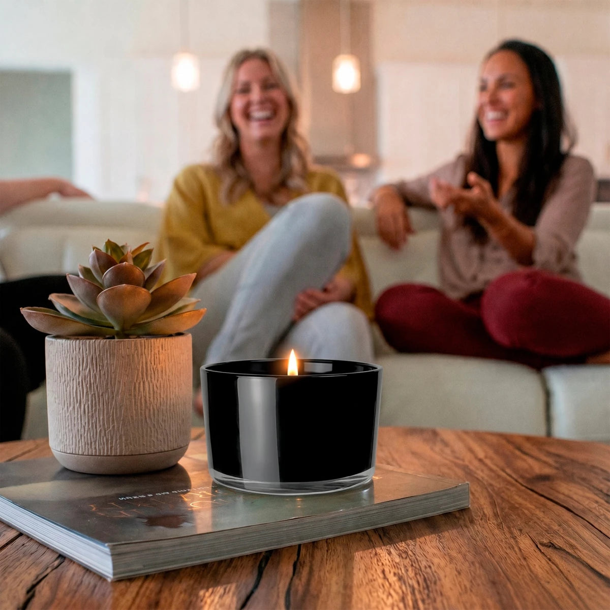 750ml - Mónaco Vaso de vidrio para velas - Frasco Negro Brillante - Candle Craft