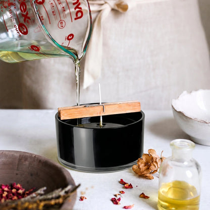 750ml - Mónaco Vaso de vidrio para velas - Frasco Negro Brillante - Candle Craft