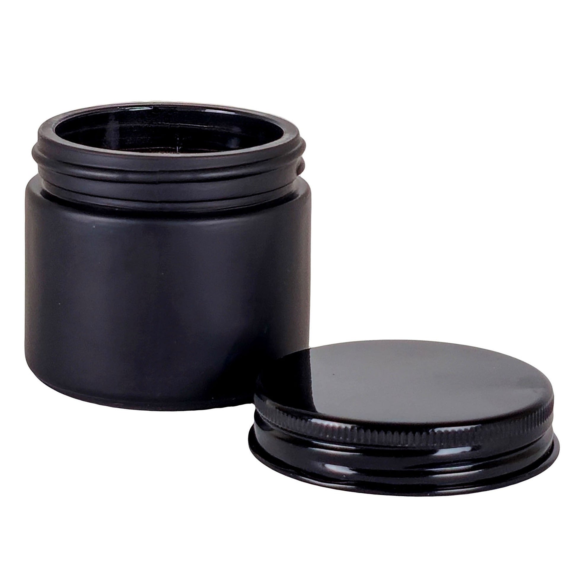 75ml - Miami Vaso de vidrio con rosca para velas - Negro Mate con tapa negra - Candle Craft