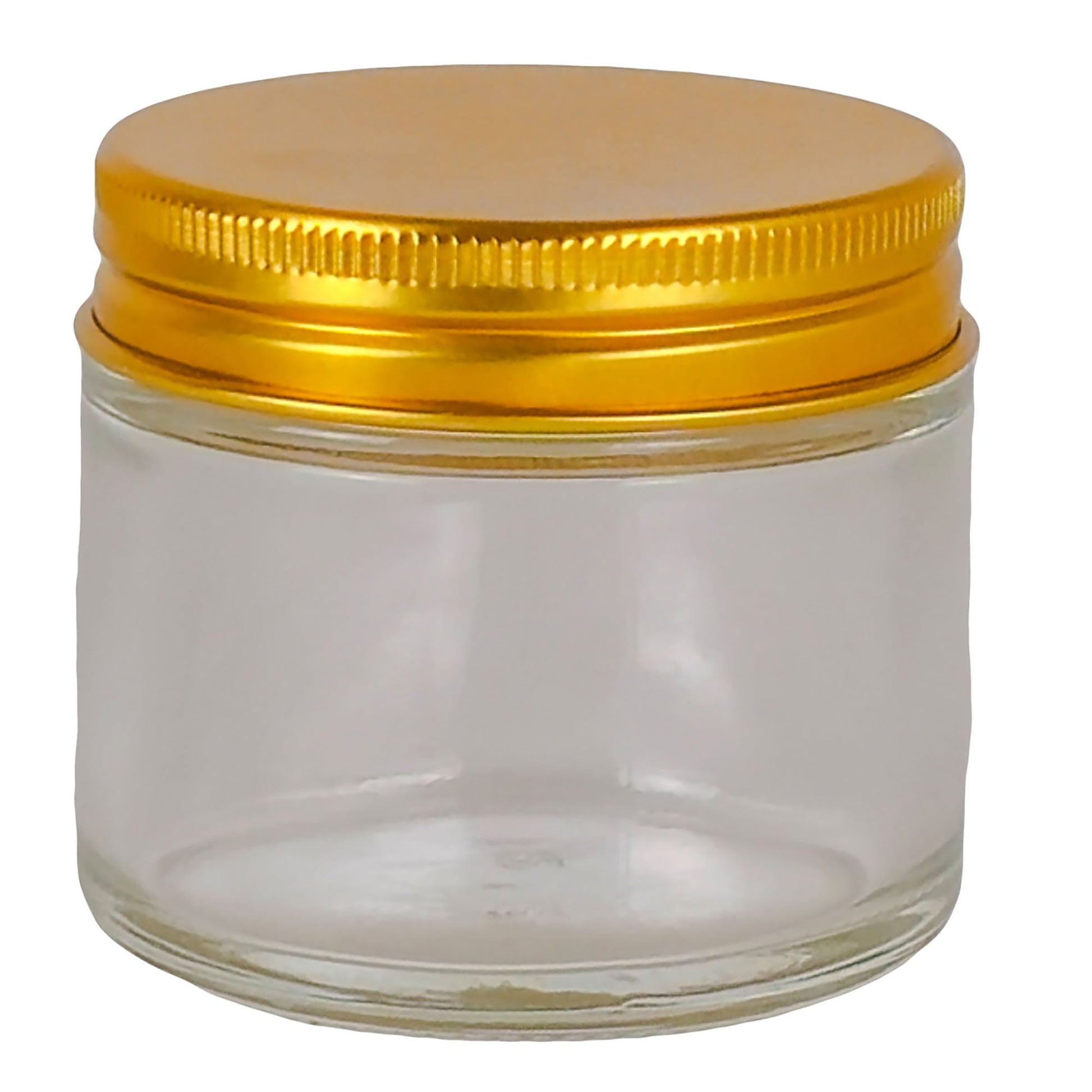 75ml - Miami Vaso de vidrio con rosca para velas - Transparente con tapa dorada - Candle Craft