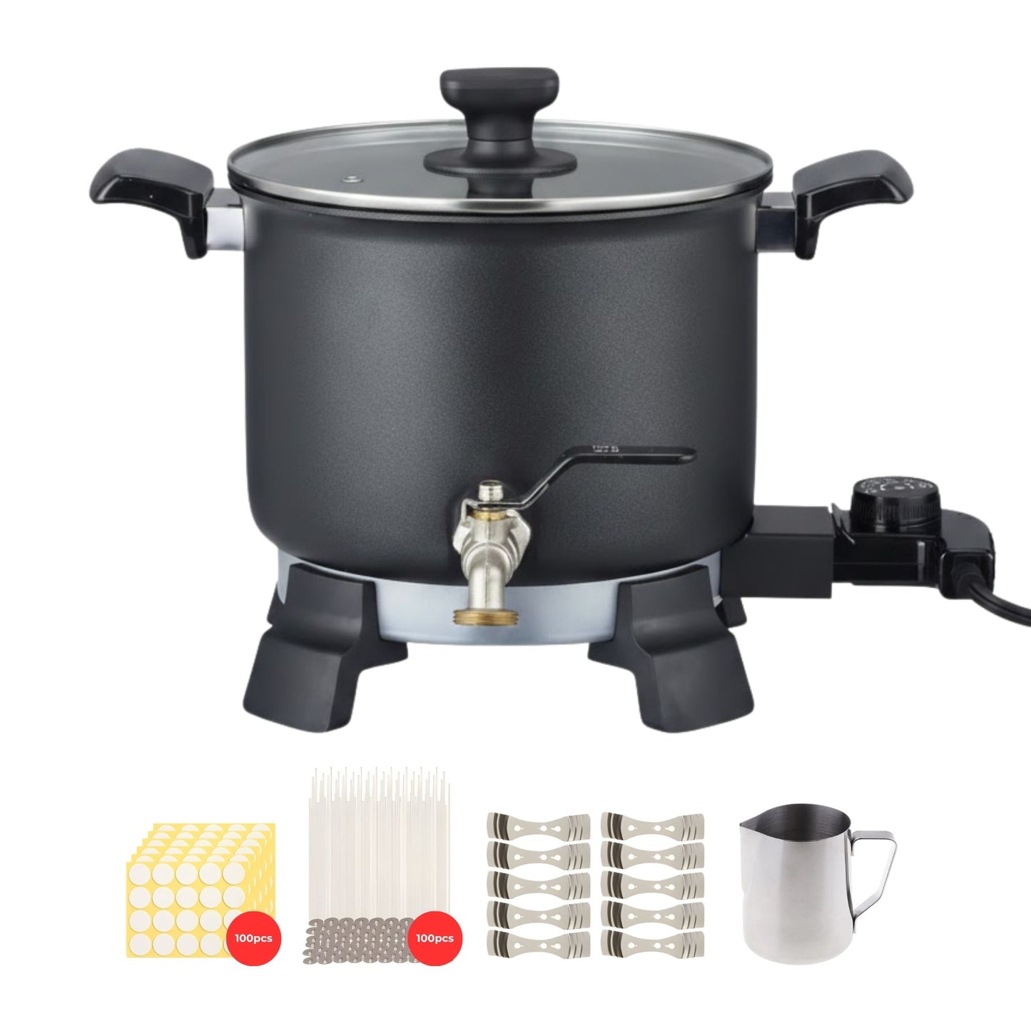 Kit Fundidor de Cera de 5 L – Derretidor de Cera Eléctrico Profesional con Llave Dispensadora hasta 150°C – Wax Melter para Velas Artesanales