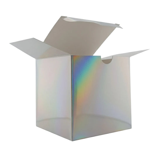 Caja Decorativa Cuadrada para Velas – Plateada Tornasol | Grande 10x10 cm