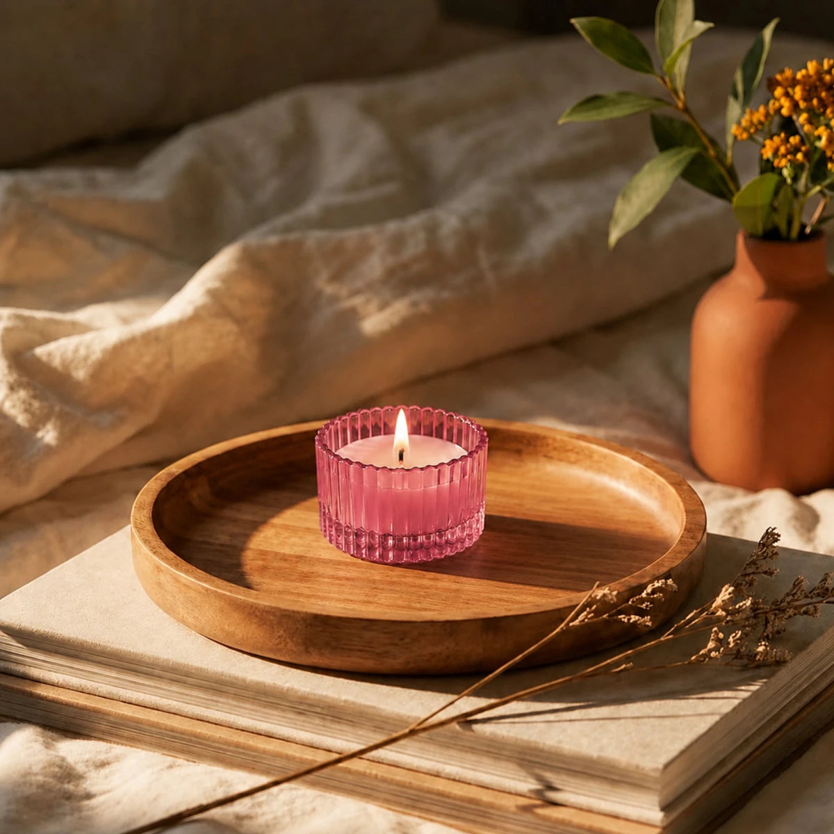 85ml - Versalles Vaso de Lujo de Vidrio para Velas - Frasco para Velas - Rosa Brillante - Candle Craft