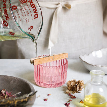 85ml - Versalles Vaso de Lujo de Vidrio para Velas - Frasco para Velas - Rosa Brillante - Candle Craft