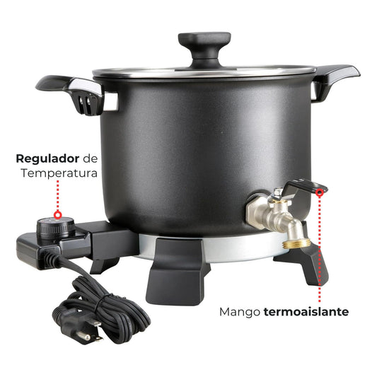 Kit Fundidor de Cera de 5 L – Derretidor de Cera Eléctrico Profesional con Llave Dispensadora hasta 150°C – Wax Melter para Velas Artesanales