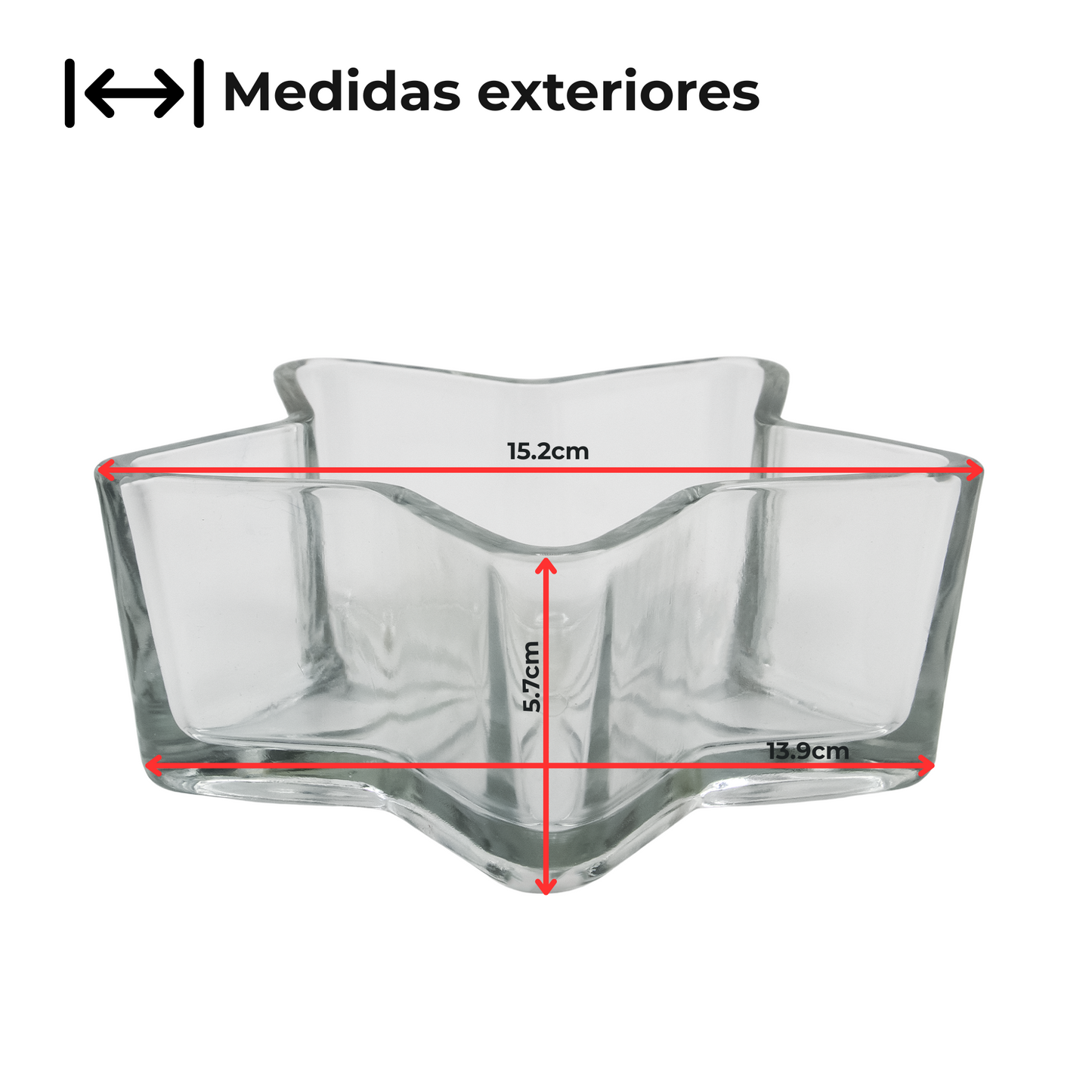 440ml - Colección Navidad -Estrella de Cristal para Velas - Transparente (Edición Especial de Navidad)
