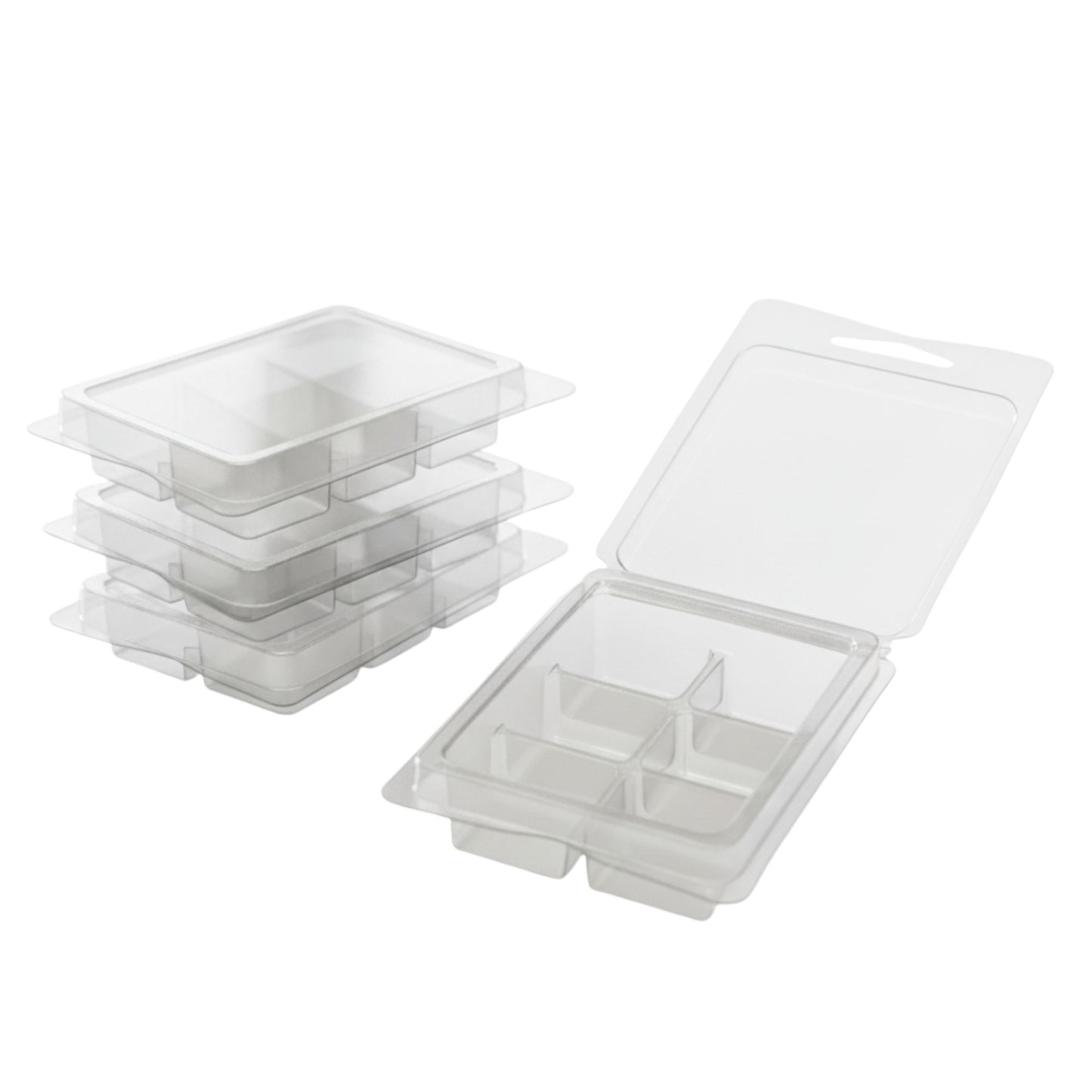 Contenedor para Wax Melt - Clamshell de 6 cavidades rectangulares - Molde / Vaso para cera derretibles en cubos aromáticas para quemador