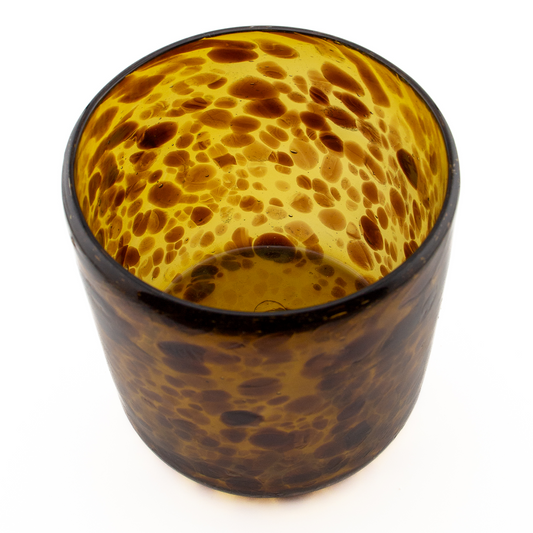 260ml - Florencia Vaso de vidrio soplado artesanal - Ámbar con puntos Café - Hecho a mano