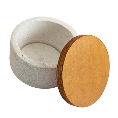 230ml - Carrara Vaso de Concreto para velas con Tapa de Madera - Blanco
