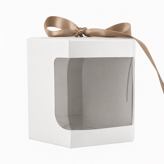 Caja Decorativa Hexagonal para Velas – Blanca - Ventana Transparente |  Chica 4.2 x 4.2 cm