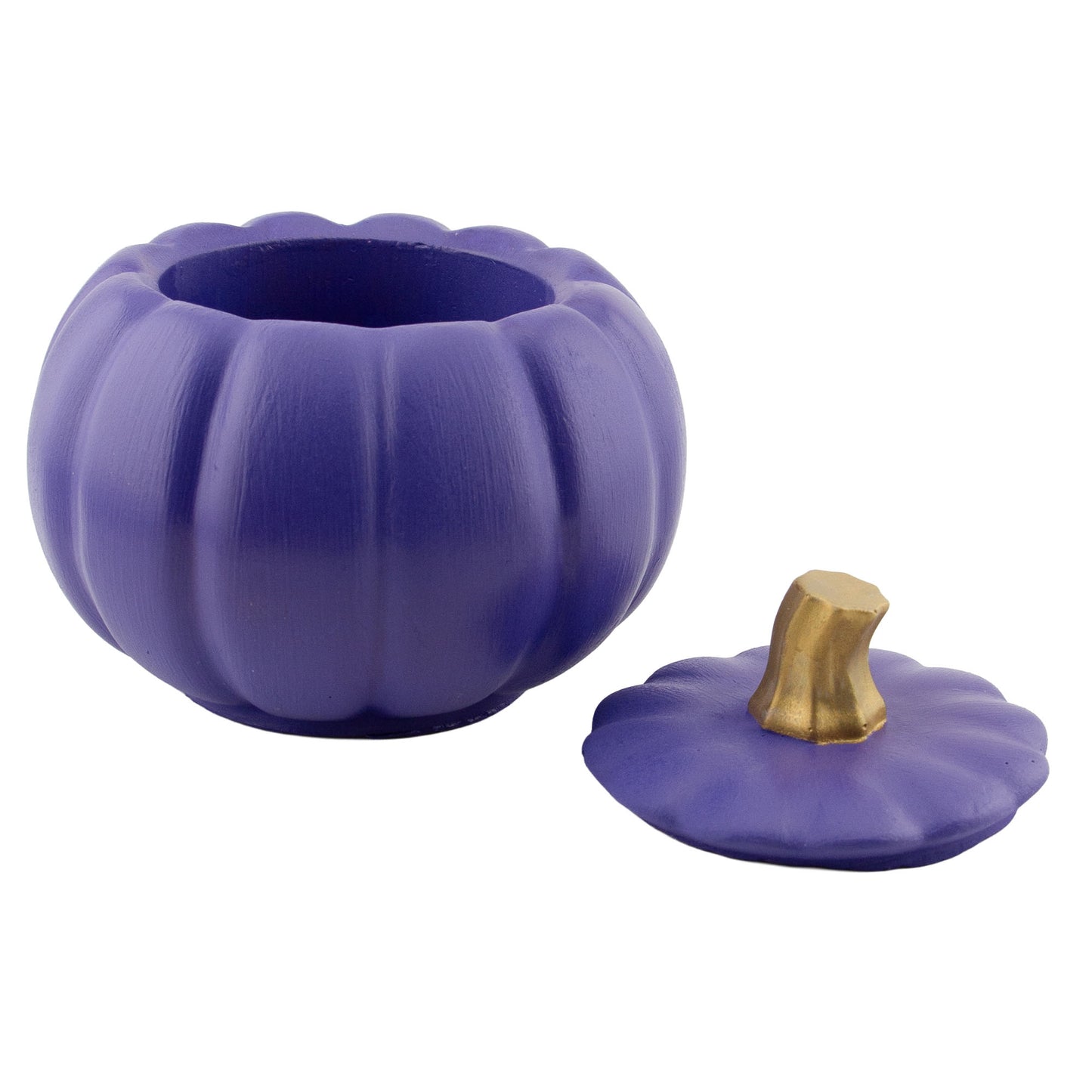 140ml - Colección Hechizo - Calabaza de Yeso para Velas - Morado / Dorado (Edición Especial de Halloween)