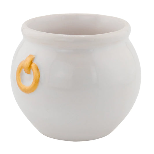 340ml - Colección Hechizo – Calderos de Cerámica para Velas - Blanco / Dorado (Edición Especial de Halloween)